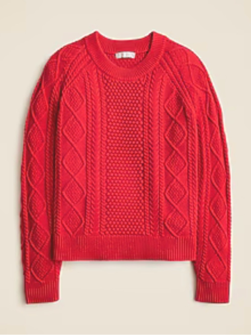 J. Crew Cable Knit Crewneck Sweater - Red